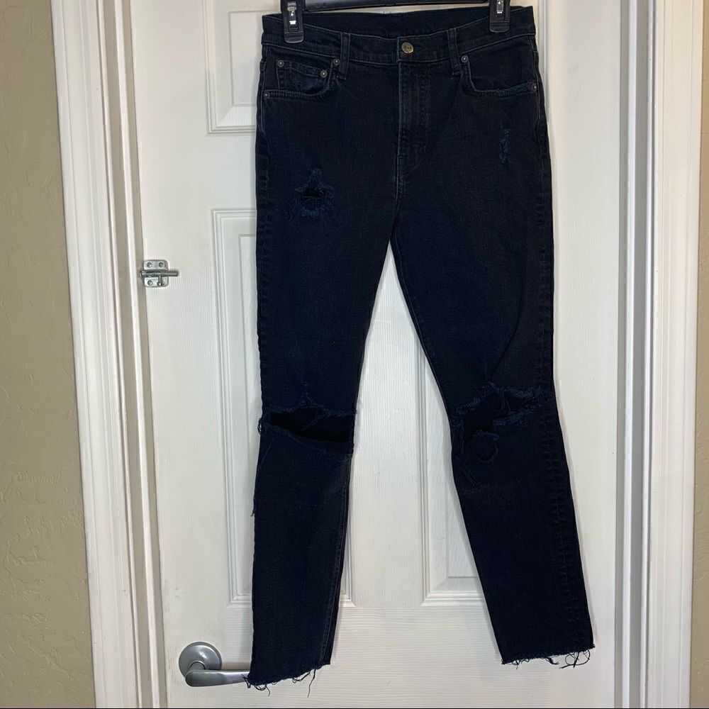 REFORMATION | Camille Stretch Crop Cigarette Black Denim Jeans Women’s Size 27